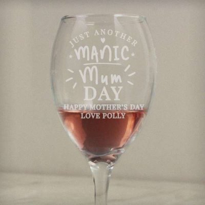(image for) Personalised Manic Mum Day Wine Glass
