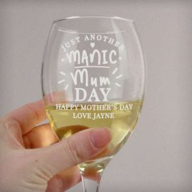 (image for) Personalised Manic Mum Day Wine Glass