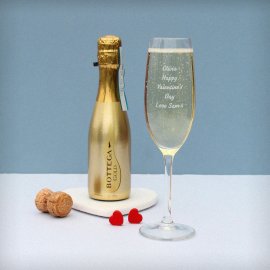 (image for) Personalised Flute & Mini Gold Bottega Prosecco Set