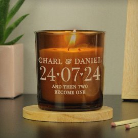 (image for) Personalised Special Date Amber Glass Candle