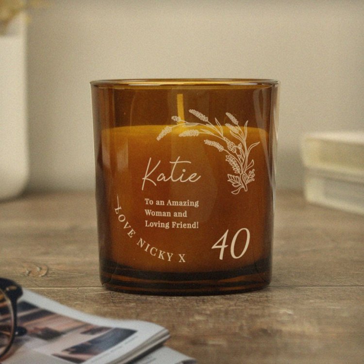 Modal Additional Images for Personalised Birthday Amber Glass Candle