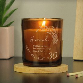(image for) Personalised Birthday Amber Glass Candle