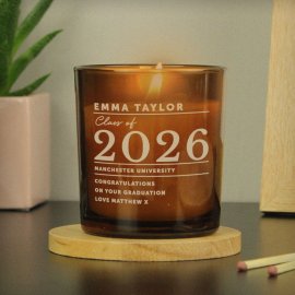 (image for) Personalised Graduation Amber Glass Candle