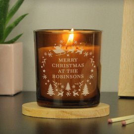 (image for) Personalised Engraved Christmas Amber Glass Candle