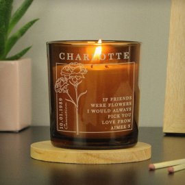 (image for) Personalised January Birth Flower Amber Glass Candle