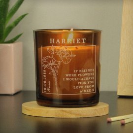 (image for) Personalised June Birth Flower Amber Glass Candle