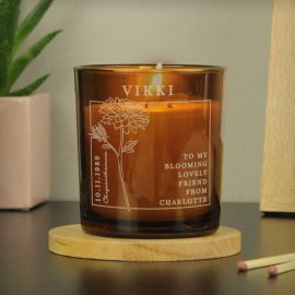 (image for) Personalised November Birth Flower Amber Glass Candle