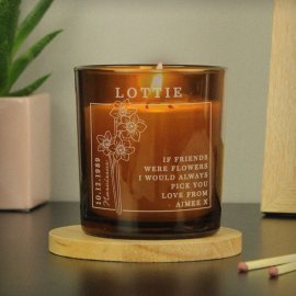 (image for) Personalised December Birth Flower Amber Glass Candle