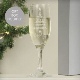 (image for) Personalised Christmas Tree Glass Flute