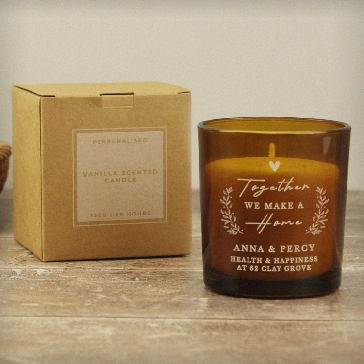 Modal Additional Images for Personalised Engraved Home Amber Glass Candle