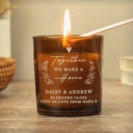 (image for) Personalised Engraved Home Amber Glass Candle