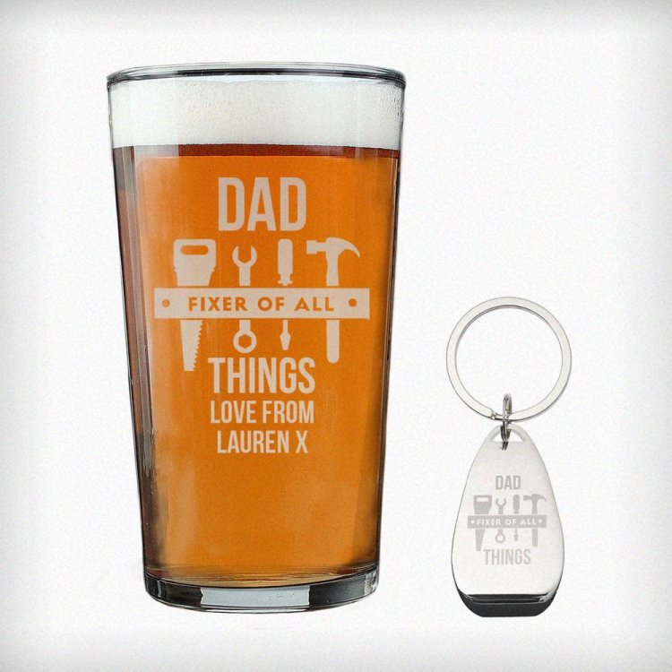 Modal Additional Images for Personalised Fixer of All Things Pint Glass & Bottle Opener