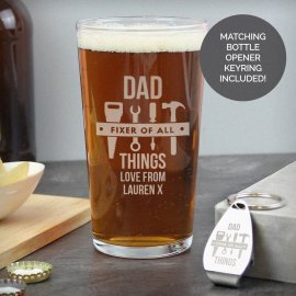 (image for) Personalised Fixer of All Things Pint Glass & Bottle Opener