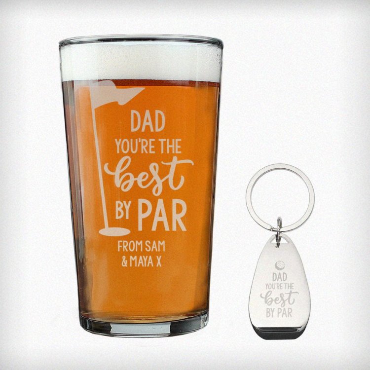 Modal Additional Images for Personalised Best By Par Pint Glass & Bottle Opener