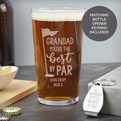 (image for) Personalised Best By Par Pint Glass & Bottle Opener