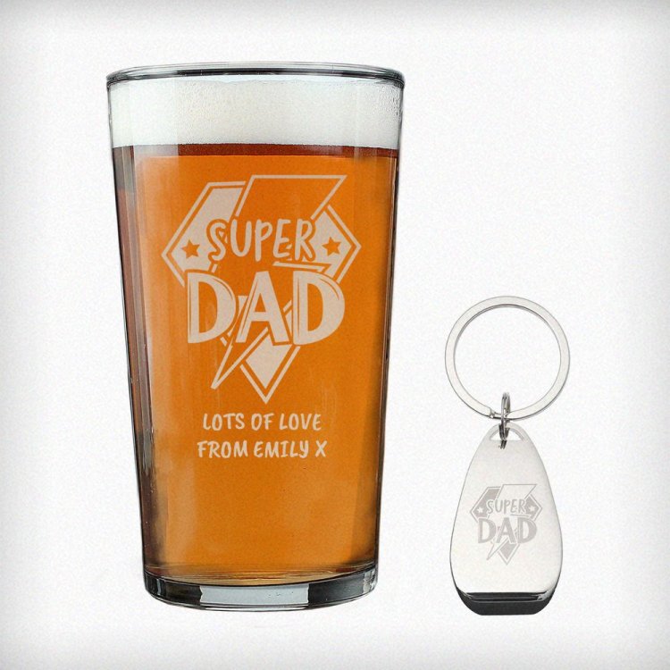 Modal Additional Images for Personalised Super Dad Pint Glass & Bottle Opener