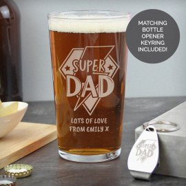 (image for) Personalised Super Dad Pint Glass & Bottle Opener