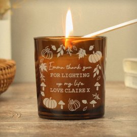 (image for) Personalised Pumpkins Amber Glass Candle