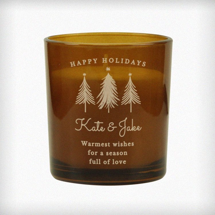 Modal Additional Images for Personalised Christmas Tree Amber Glass Candle