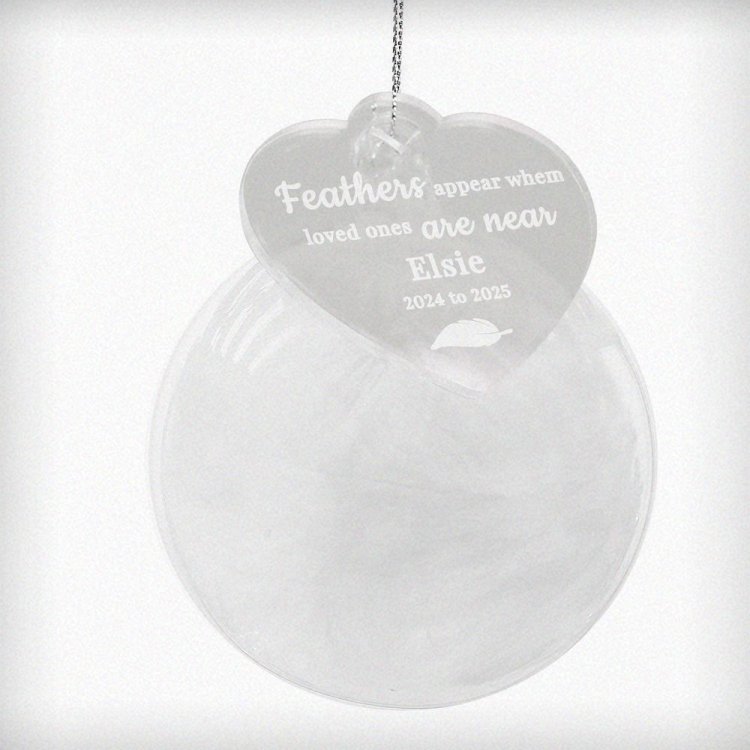 Modal Additional Images for Personalised White Memorial Feather Bauble