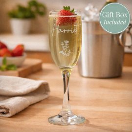 (image for) Personalised Flower Motif Flute Glass