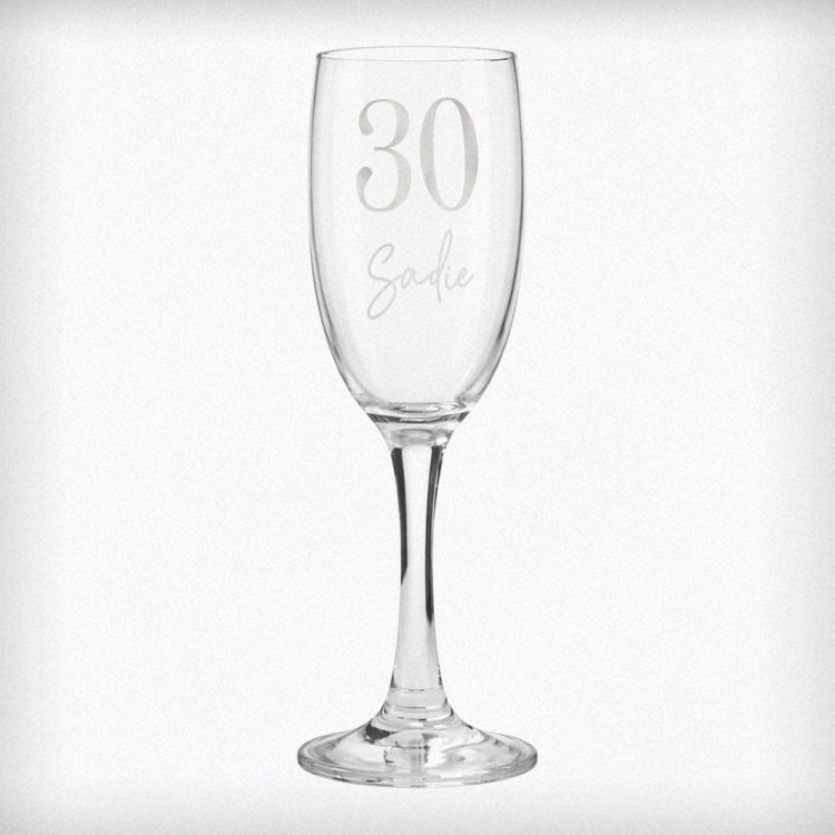 Modal Additional Images for Personalised Big Age & Name Flute Glass