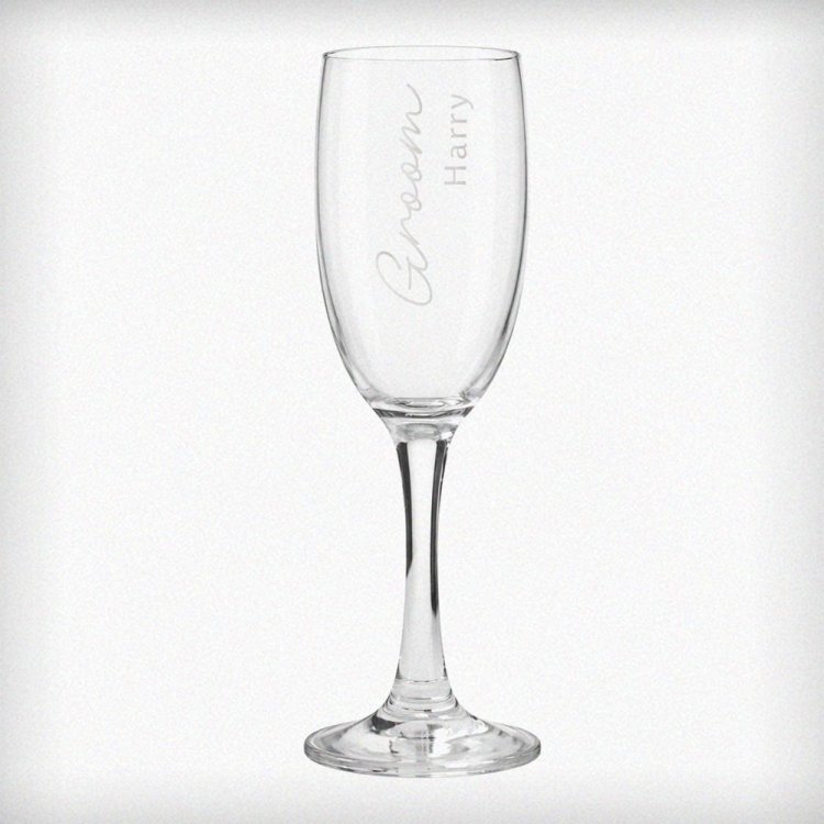 Modal Additional Images for Personalised Groom Elegant Flute Glass