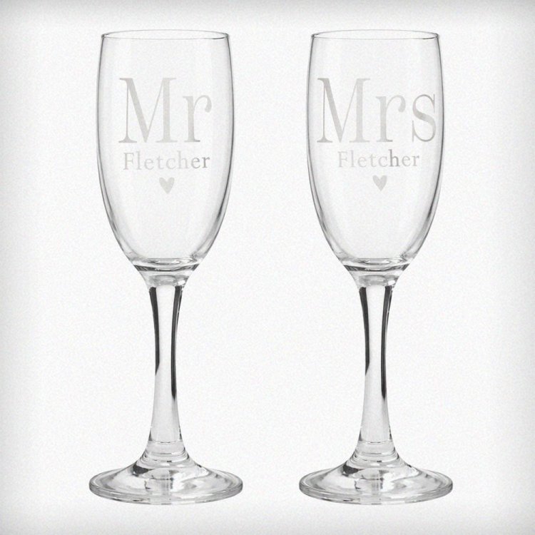 Modal Additional Images for Personalised Mr & Mrs Pair of Flute Glasses