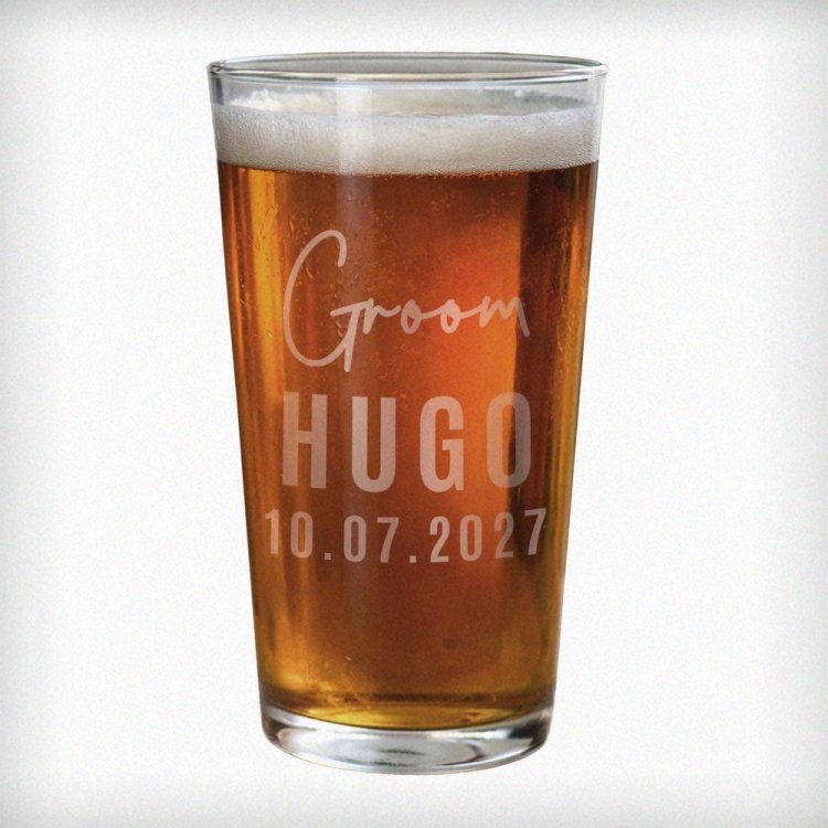Modal Additional Images for Personalised Groom Elegant Pint Glass