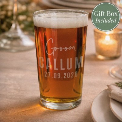 Personalised Groom Elegant Pint Glass (image for) Personalised Groom Elegant Pint Glass