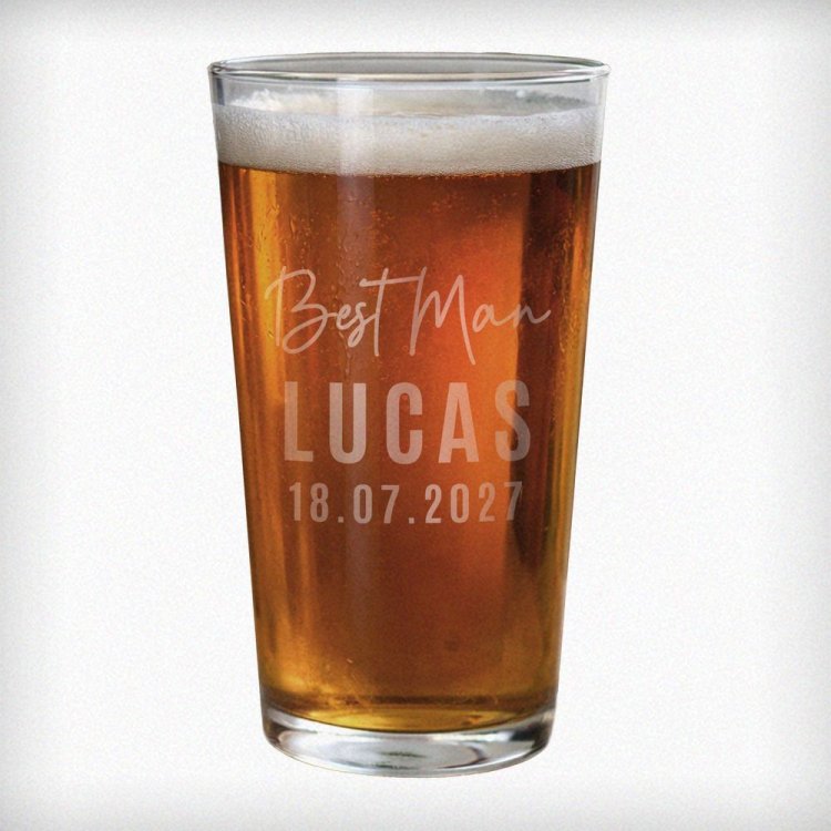 Modal Additional Images for Personalised Best Man Elegant Pint Glass