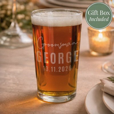 Personalised Groomsman Elegant Pint Glass (image for) Personalised Groomsman Elegant Pint Glass