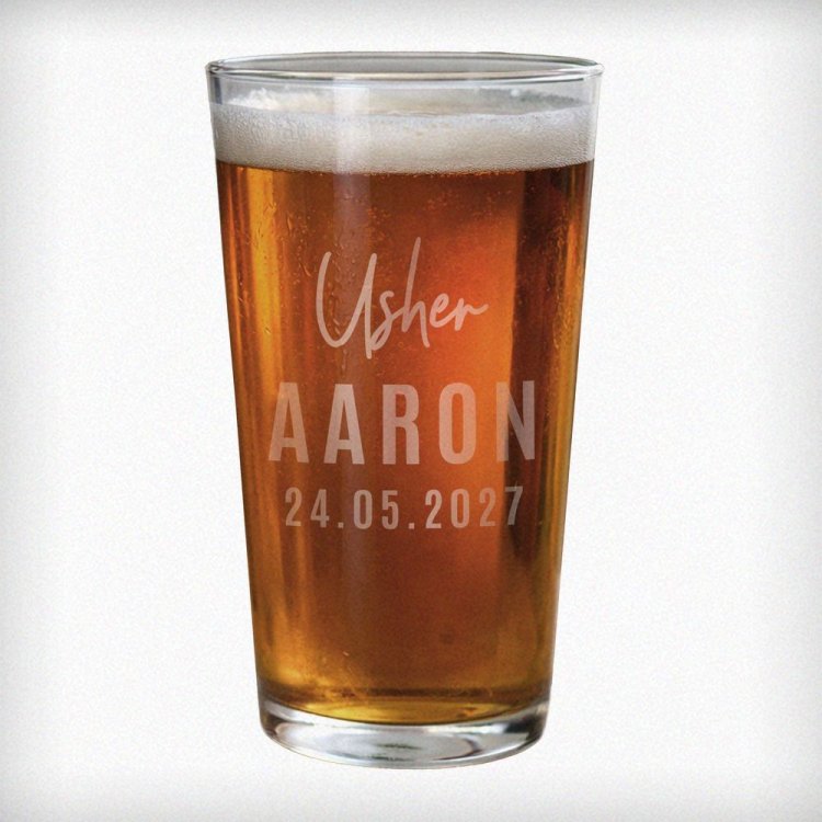 Modal Additional Images for Personalised Usher Elegant Pint Glass