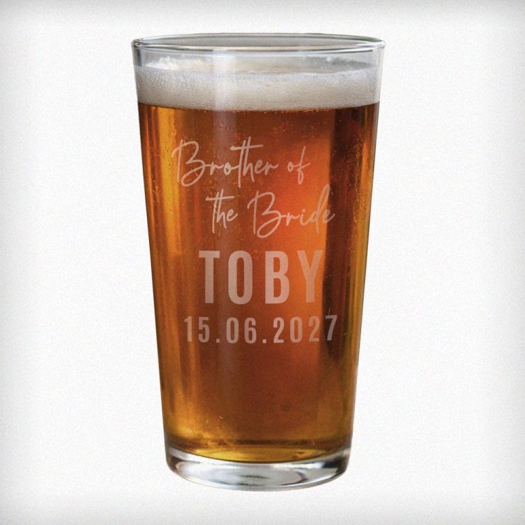 Modal Additional Images for Personalised Brother of the Bride Elegant Pint Glass
