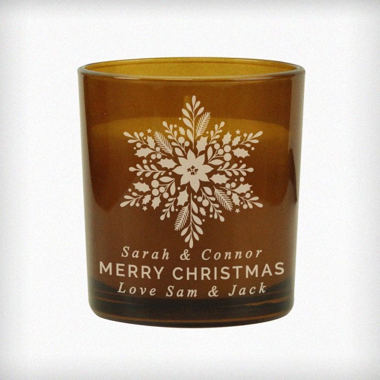 Modal Additional Images for Personalised Snowflake Amber Glass Candle