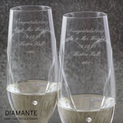 (image for) Personalised Hand Cut Heart Pair of Flutes with Gift Box