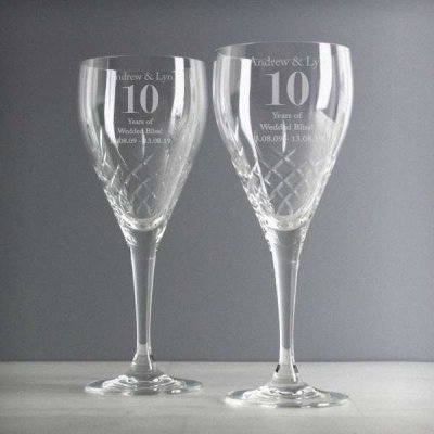 (image for) Personalised Anniversary Pair of Crystal Wine Glasses