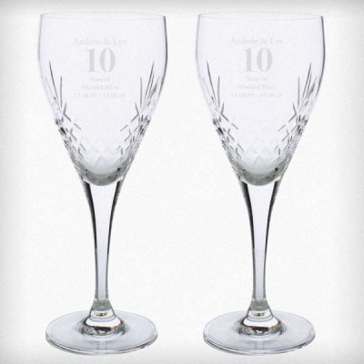 (image for) Personalised Anniversary Pair of Crystal Wine Glasses