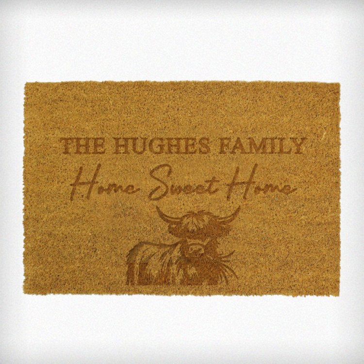 Modal Additional Images for Personalised Highland Cow Doormat
