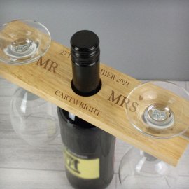 (image for) Personalised Married Couple Wine Glass & Bottle Butler