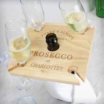 (image for) Personalised Prosecco Four Prosecco flute Holder & Bottle Butler
