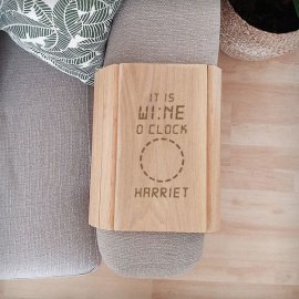 (image for) Personalised Its Wine O'Clock Wooden Sofa Tray