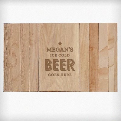 (image for) Personalised Beer Goes Here Wooden Sofa Tray