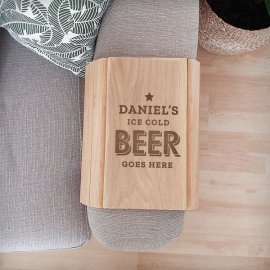 (image for) Personalised Beer Goes Here Wooden Sofa Tray