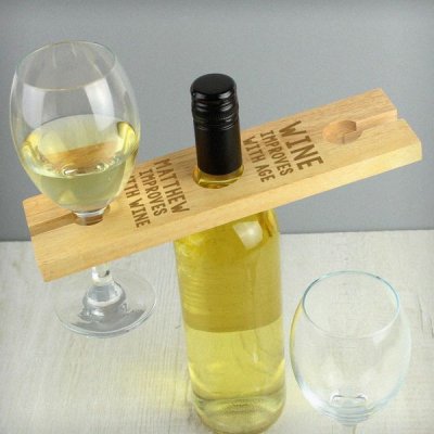 (image for) Personalised 'Improves With Wine' Wine Glass & Bottle Holder