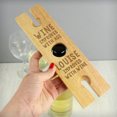 (image for) Personalised 'Improves With Wine' Wine Glass & Bottle Holder