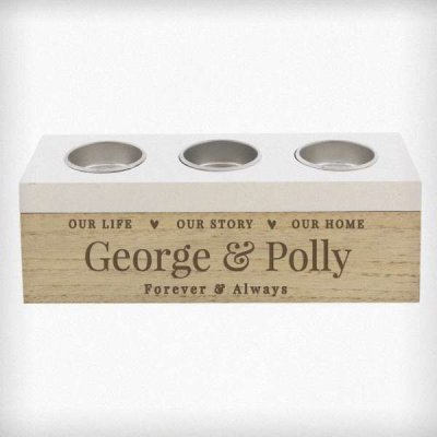 (image for) Personalised Our Life Story & Home Triple Tea Light Box