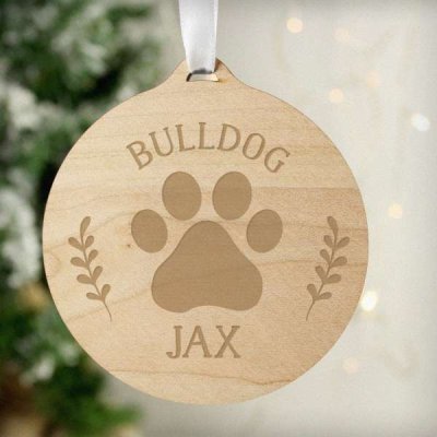 (image for) Personalised Dog Breed Round Wooden Bauble