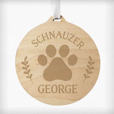 (image for) Personalised Dog Breed Round Wooden Bauble