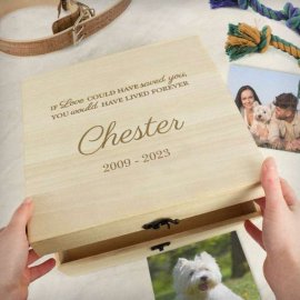 (image for) Personalised Pet Memorial Large Wooden Keepsake Box